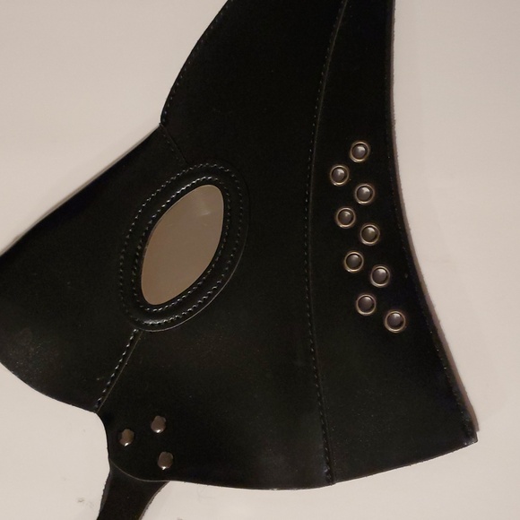 Black Plague Doctor Mask PU Leather Halloween Costume Death Dr  Steampunk Goth - Picture 3 of 9